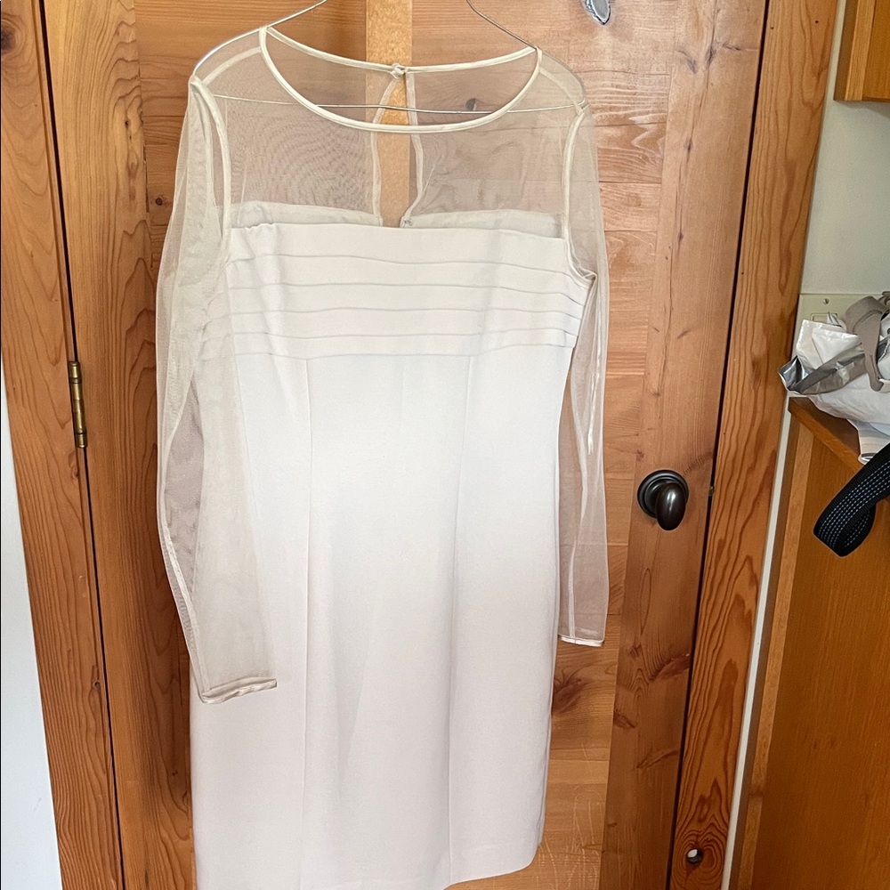 Beige dress with sheer sleeves